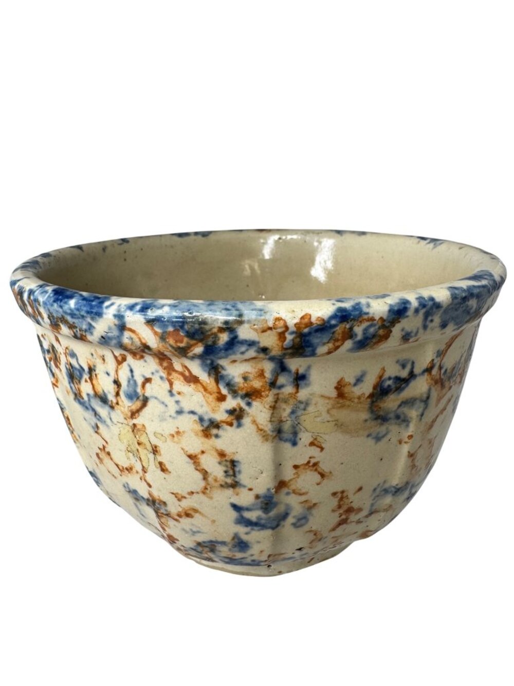 Redwing Spongeware Stoneware Bowl 6 inch Paneled Speckled  6" Crock Vintage F